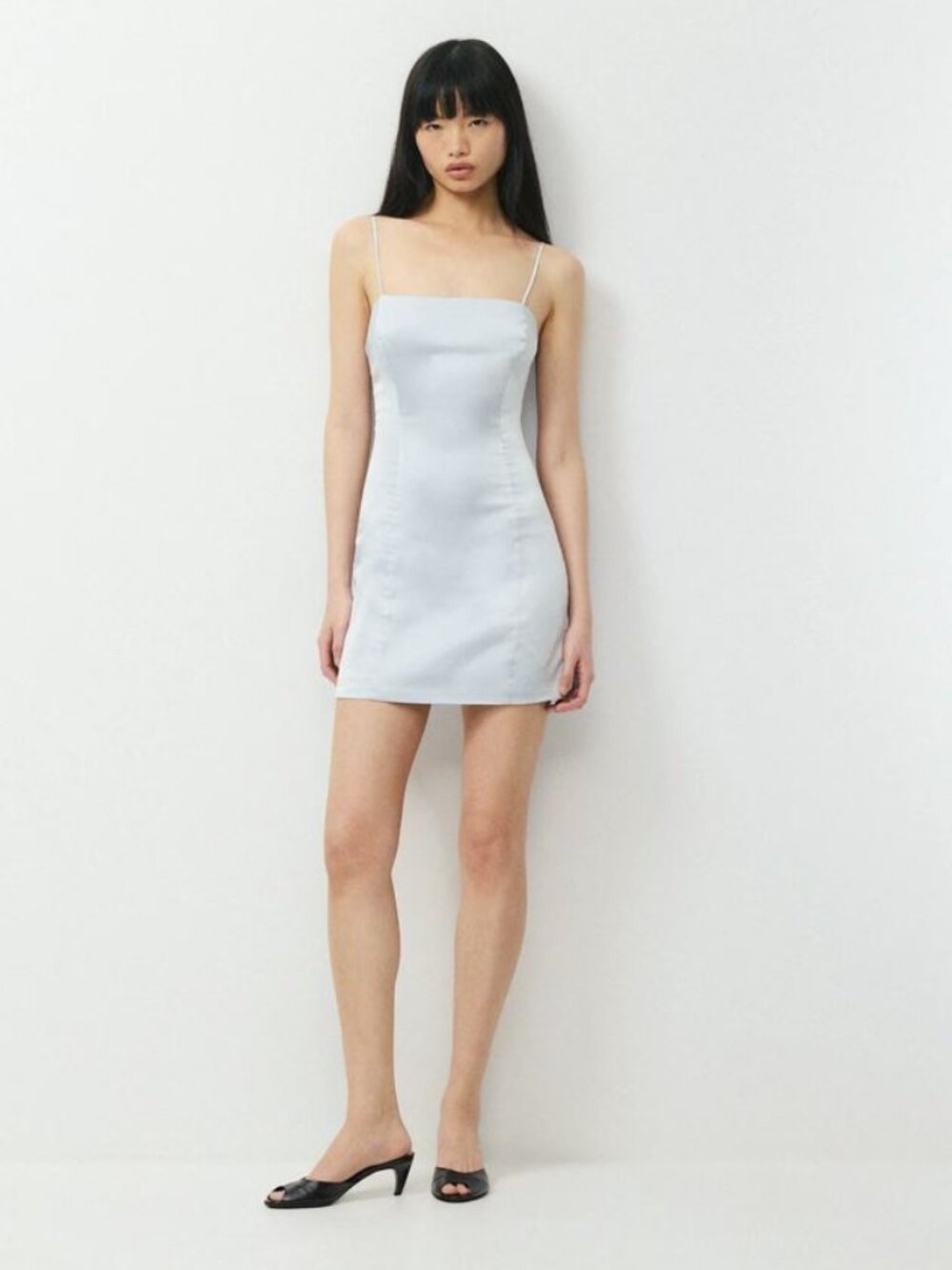 Bliss Dress Aritzia | Blue Satin Mini Dress | Sunday Best Mini Dress